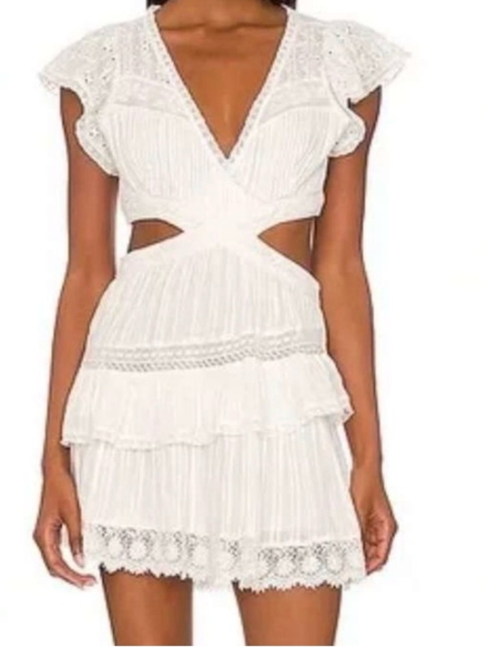 LoveShackFancy Audrina White Cutout Broderie Cotton Mini Dress Size M - Picture 4 of 14